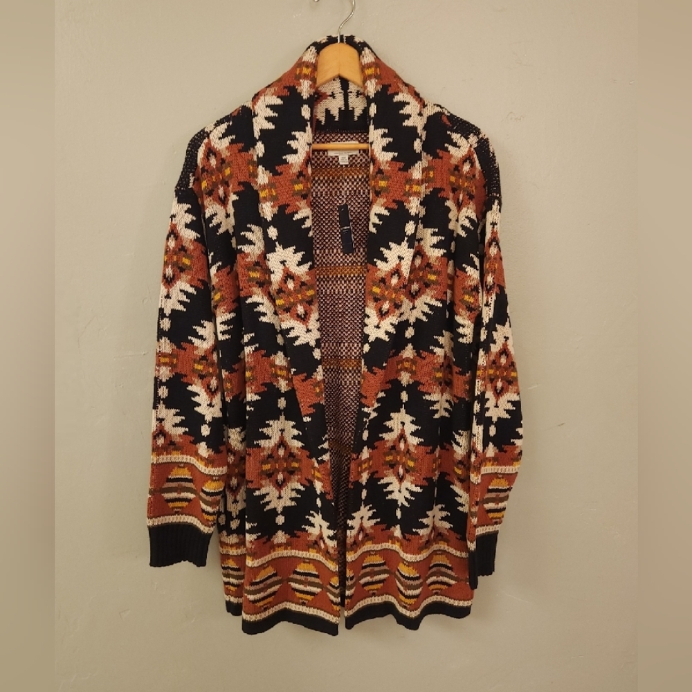 Lucky Brand Aztec Open Front Knit Cardigan Sweater - Picture 5 of 16